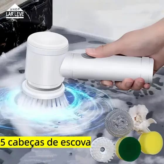 Escova Elétrica de Limpeza 5 em 1 Sem Fio Recarregável Multiuso para Cozinha Banheiro Azulejo