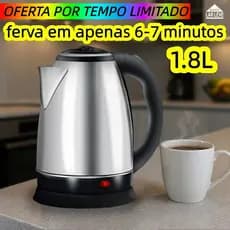 Chaleira Elétrica 1,8L Bivolt Aço Inox 1000W/1500W, Desligamento Automático, Fervura Rápida para Casa e Escritório