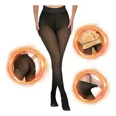 Meia-Calça Térmica Feminina Translúcida Forrada com Pelúcia, Alta Elasticidade – Inverno