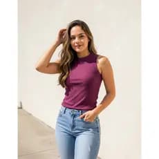 Blusa Regata Feminina Canelada Básica Moda Casual Confortável Blusa Regata Canelada Feminina Básica Com Elasticidade