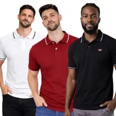 Kit 3 Camisas Polo Masculinas 100% Premium Algodão Bordadas Confortáveis Casual