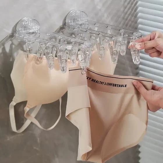 Mini Varal Retrátil Autoadesivo - Dobrável para Roupas Íntimas e Acessórios