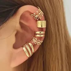 Conjunto de brincos femininos de ouro com 5 peças, clipe de orelha, adequado para mostrar o charme pessoal feminino