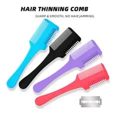 Pente Com Navalha Navalhete Desfiador De Cabelo E Barba Aparador Lâmina Desfia Tira Volume