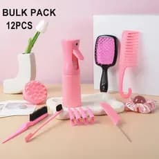 Conjunto de escova de cabelo com 12 peças, frasco de spray para cabelo, pente de cabelo adequado para vários acessórios