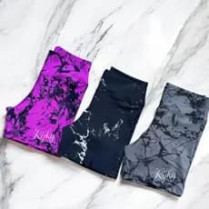 Kit 3 Shorts Feminino Modelador Marmorizado Roupa Fitness Academia Ioga