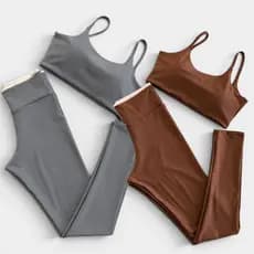 Kit 2 Conjuntos Feminino Academia Calça Premium Zero Tranparência Top Costas Abertas Bojo Removível Inverno