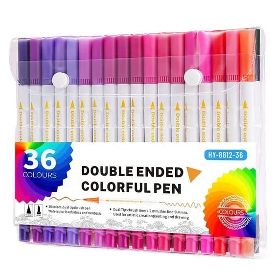 Kit12/24/36/48/60 Caneta Brush Ponta Pincel Lettering Duas Pontas REAL LIFE.BR