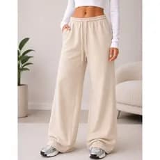 Calça Moletom Adulto Infantil Feminina Flare Peluciada Wide Leg Com Bolso Casual Confortável