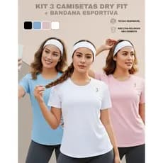 Kit 3 Camisetas Femininas Dry Fit Academia Fitness Corrida Treino Esportivo Confortável Fresquinha