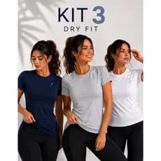 Kit 3 Camisetas Dry Fit Feminina Lamovie Fitness Academia Baby Look Acinturada Leve Uv Seca Rapido
