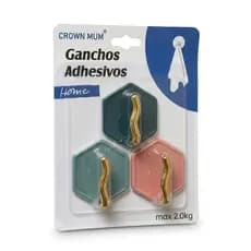 Kit 3 Ganchos De Parede Autocolante Decorativo Multiuso
