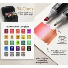 Kit de 24 Canetas Marcador Permanente Ponta Dupla Coloridas
