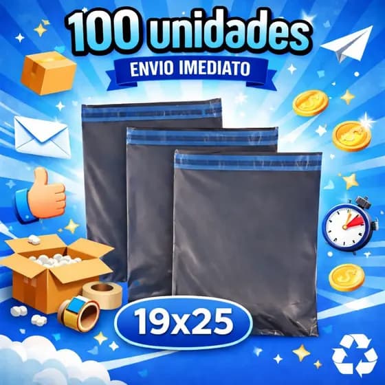 Kit 100 Sacos Envelopes Plásticos de Segurança 19X25 - Embalagens Invioláveis e Sustentáveis