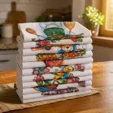 KIT Pano De Prato Estampado Para Cozinha Tecido Premium De Alta Qualidade