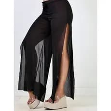 Calça Saida de praia no tecido crepinho com fenda lateral.