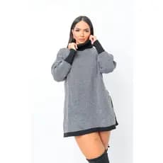 poncho tricô gola alta moda inverno 2026
