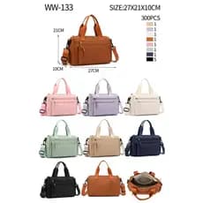 Bolsa transversal feminina de cor sólida com zíper e vários bolsos, bolsa de ombro em nylon.WW_133