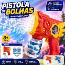 Pistola de bolhas infantil conjunto de pistola e líquido para bolhas brinquedo infantil para o verão