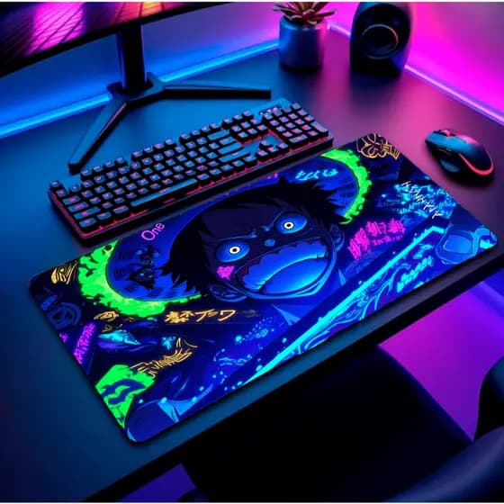 Mouse Pad Mousepad One Piece Naruto Dragon Balls Oriental Streamers Com Apoio Para Braço PC Ergonômico RGB Gamer