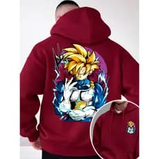 Moletom Canguru Masculino Dragon Ball Blusa de Frio Masculina Blusas Masculinas Preto