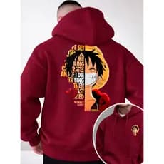 Moletom Masculino Canguru Capuz Blusa Frio Masculina Inverno Estampa Anime One Piece Casual Preto
