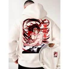Moletom Masculino Grosso Demon Slayer Blusa de Frio Masculina Moletons Masculinos Preto