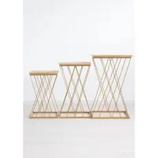 Trio De Mesa Aço Treliça Cruzada Kit Com 3 Peças Para Festa Eventos Decoração Vitrines Aniversario