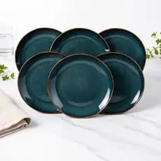 Conjunto com 6 Pratos Rasos Porto Brasil Orgânico Oceano Ø26,5Cm