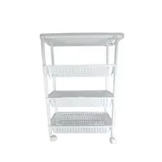 Carrinho Organizadora 4 Prateleiras Multiuso Quarto Sala Brinquedos Salao Manicure Varanda Branco