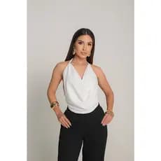 Blusa de Verão Elegante Moda Gringa Gola Boba Frente Única.