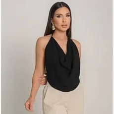 Cropped Feminino Gola Boba Fresquinha Tecido Dunas Regata Lisa Basica Frente Unica Moda Elegante