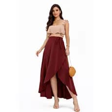 Saia Longa Envelope Transpassada de Amarrar Moda Blogueira