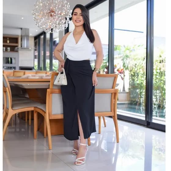 Saia Midi Com Fenda Evamgélica