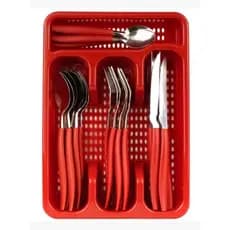 Jogo De Talher Berlim C/Porta Talher 25Pcs Vermelho