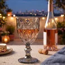 Jogo 6 Taças Diamond  320ml Vidro Cinza-- Taça para Vinho, Água e Suco