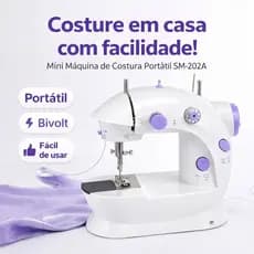Mini Máquina de Costura Elétrica Portátil Bivolt SM-202A Doméstica 2 Velocidades Costura Fácil