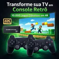 Game Stick 4K Retrô 10000 Jogos Console Retro HDMI Plug and Play para TV com 2 Controles Sem Fio