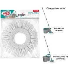 Refil 13,5 cm Para Mop Giratório Fit Flash Limp Esfregão Microfibra Balde 8L