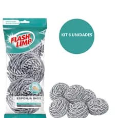 Kit 6 Esponja Inox Limpeza Pesada de Lavar Louça Flash Limp