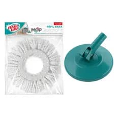 Kit Refil + Base Flash Limp para Mop Esfregão Giratório Fit