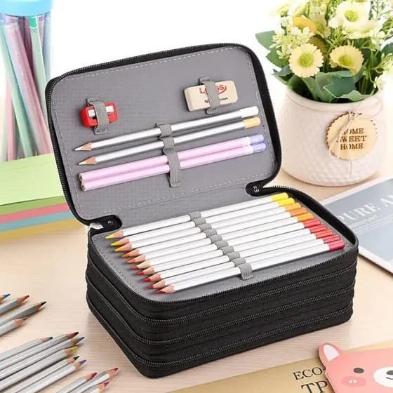 Estojo Escolar/Estojo Box/Estojo De Lápis De Quatro Camadas Com 72 Furos De Cor/Papela/Material Escolar CYC90041#