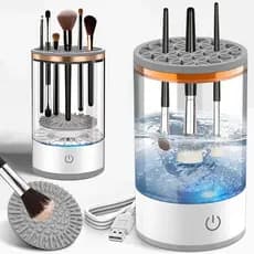 Limpador Automático De Pincéis De Maquiagem 3 em 1 – Lava, Seca e Armazena USB Recarregável