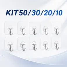 Kit 50/30/20/10 Ganchos Adesivos Parede Multi Funcional Autocolante Casa Cozinha Quarto Banheiro Organizado Transparente