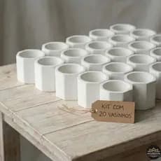 Kit de 5 á 20 mini vasinhos  octogonal de gesso cru - ideal para suculentas e velas
