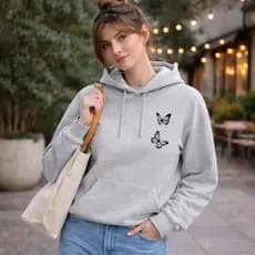 Casaco Canguru Feminino Algodão Premium Forrado Grosso Confortável Frio Moda Borboleta