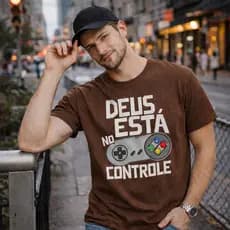 Camiseta Deus Está no Controle T-shirt 100% Algodão Unissex Cristã Fé Diversas Cores