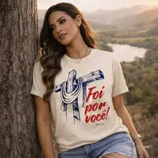 T-shirt 100% Algodão Fio 30.1 Feminino Cristã Foi por Você Envio Imediato Estilo Casual Estampado