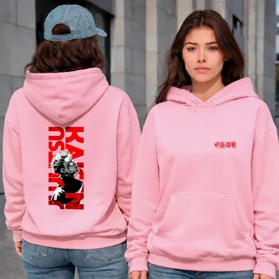 Moletom Canguru Feminino Premium Algodão Forrado Interior Peluciado Grosso Inverno Jujutsu Kaisen