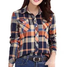 Novas Camisas Xadrez Primavera Outono Manga Comprida Feminina Casual Slim Algodão Solto Tops Outwear Senhora